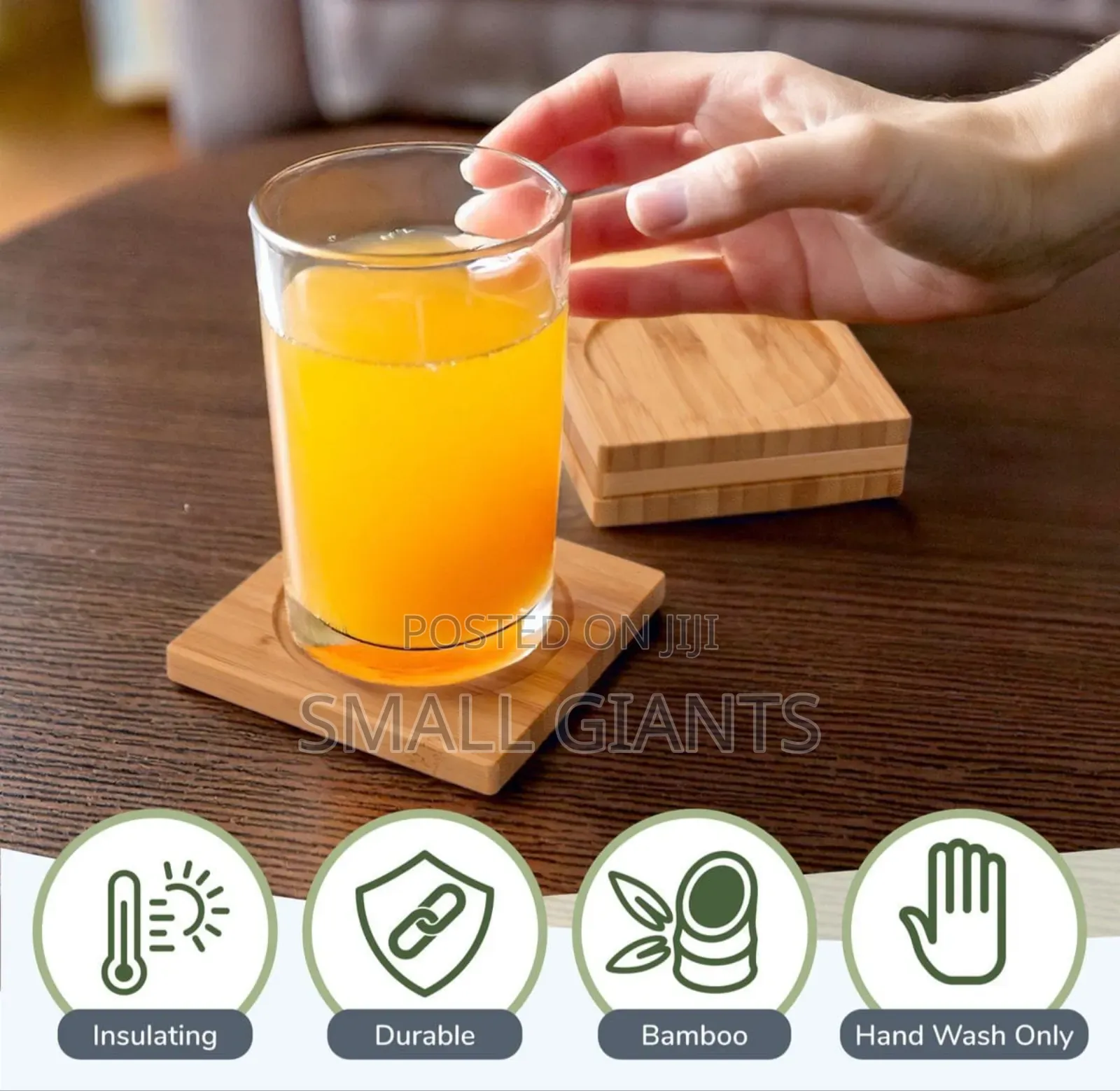 12pcs Premium Natural Wood Bamboo Tabletop Coasters