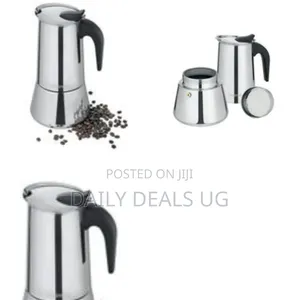 A Stainless Steel Stovetop Espresso Maker, Also Known as a Moka Pot