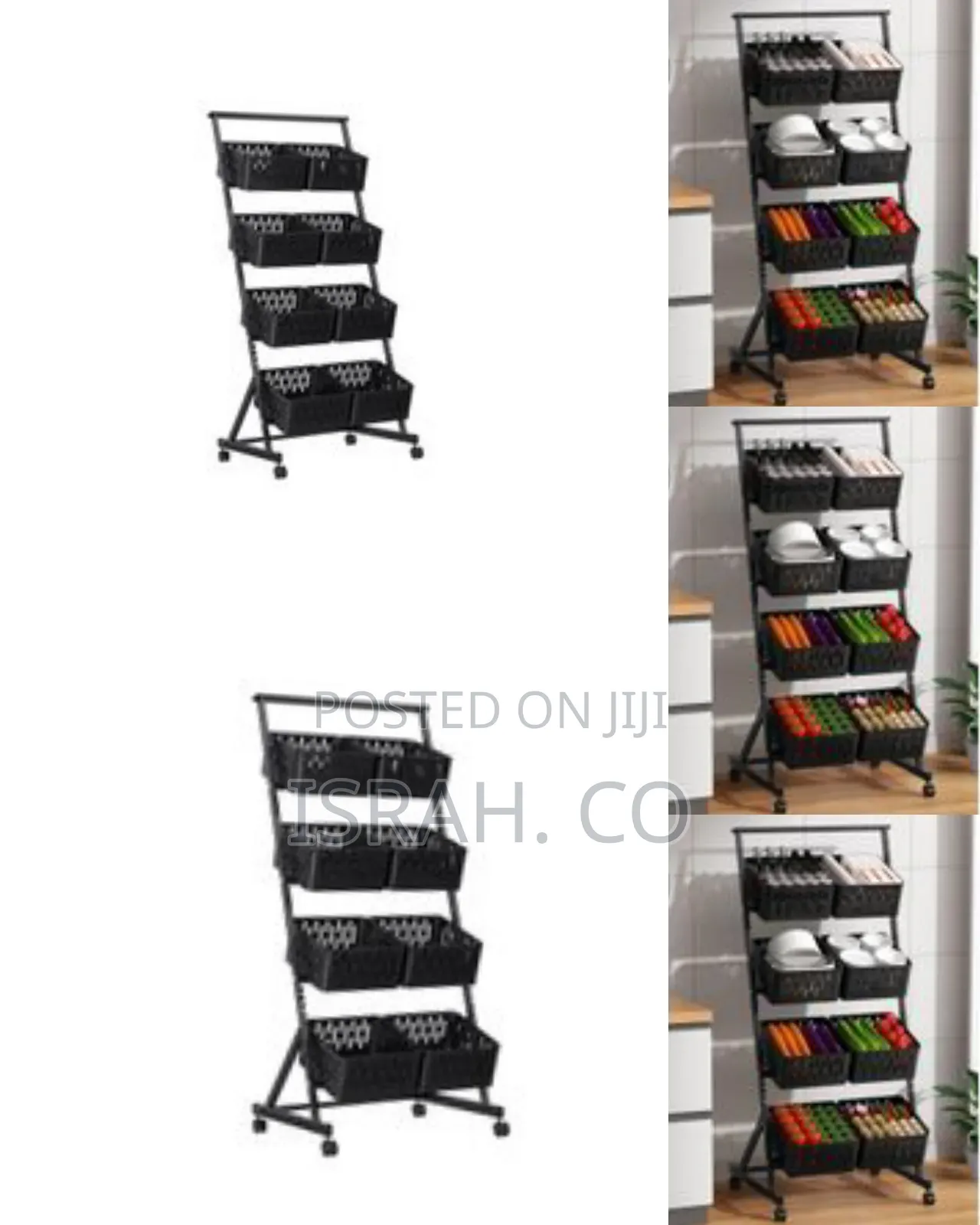 4-Tier Kitchen Fruit Vegetable Snack Cart With Wheels