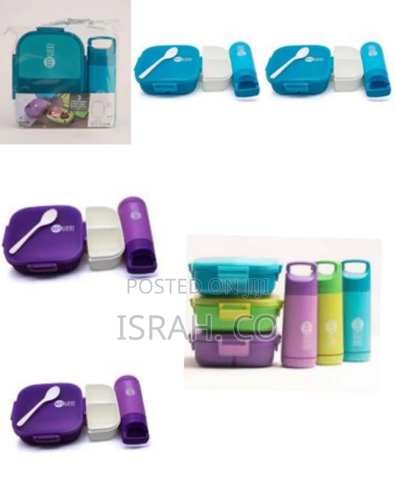 Leak Proof 3 Compartment Lunch Box With Bottle (350 Ml) Reusable