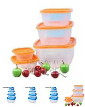 5 Pc Square Airtight Food Storage Containers Tins