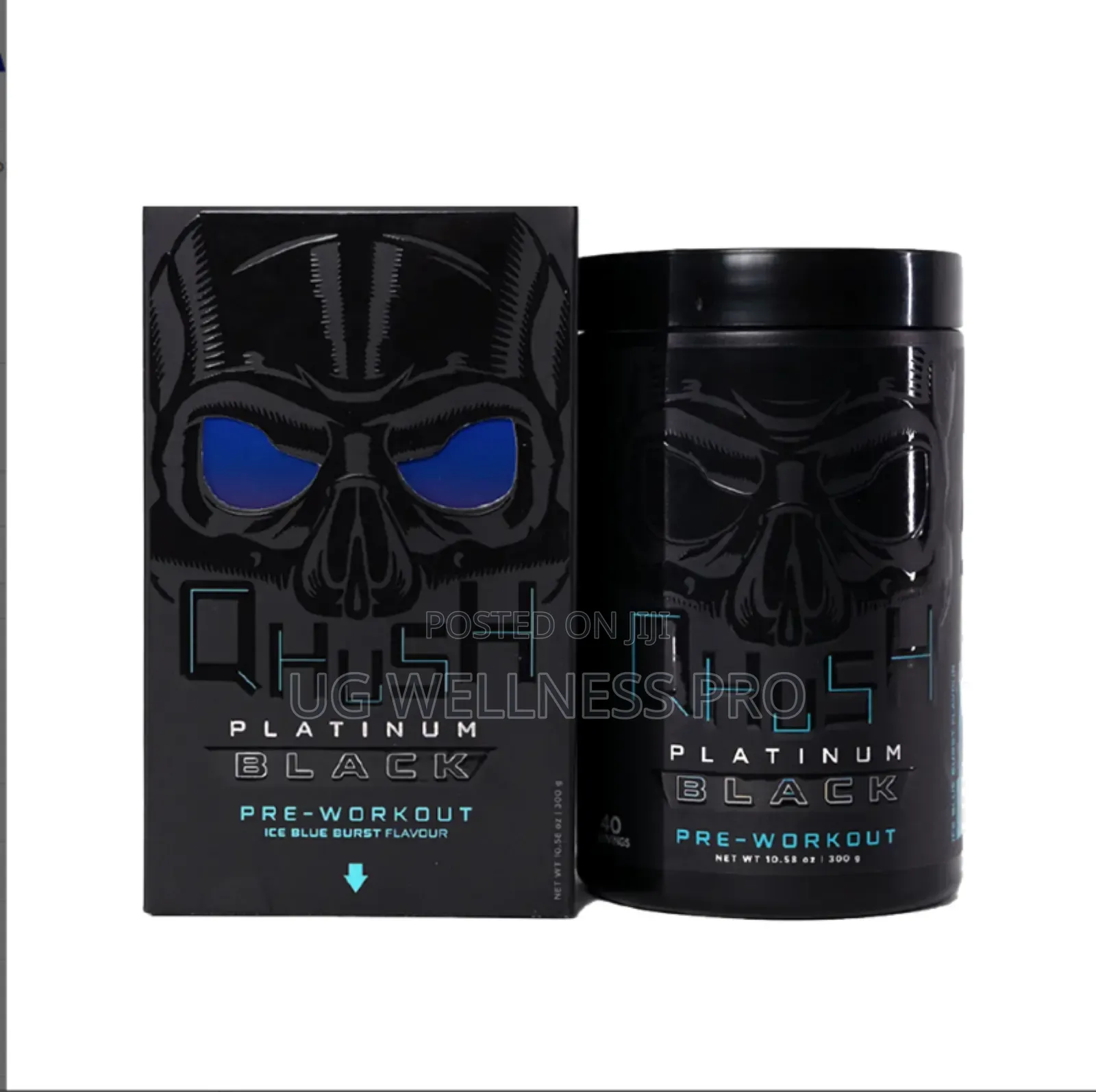 Usn Qhush Platinum Black Pre-Workout, Ice Blue Burst 30 Servings