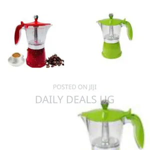 Transparent Red Stovetop Espresso Maker, Also Known as a Moka Pot
