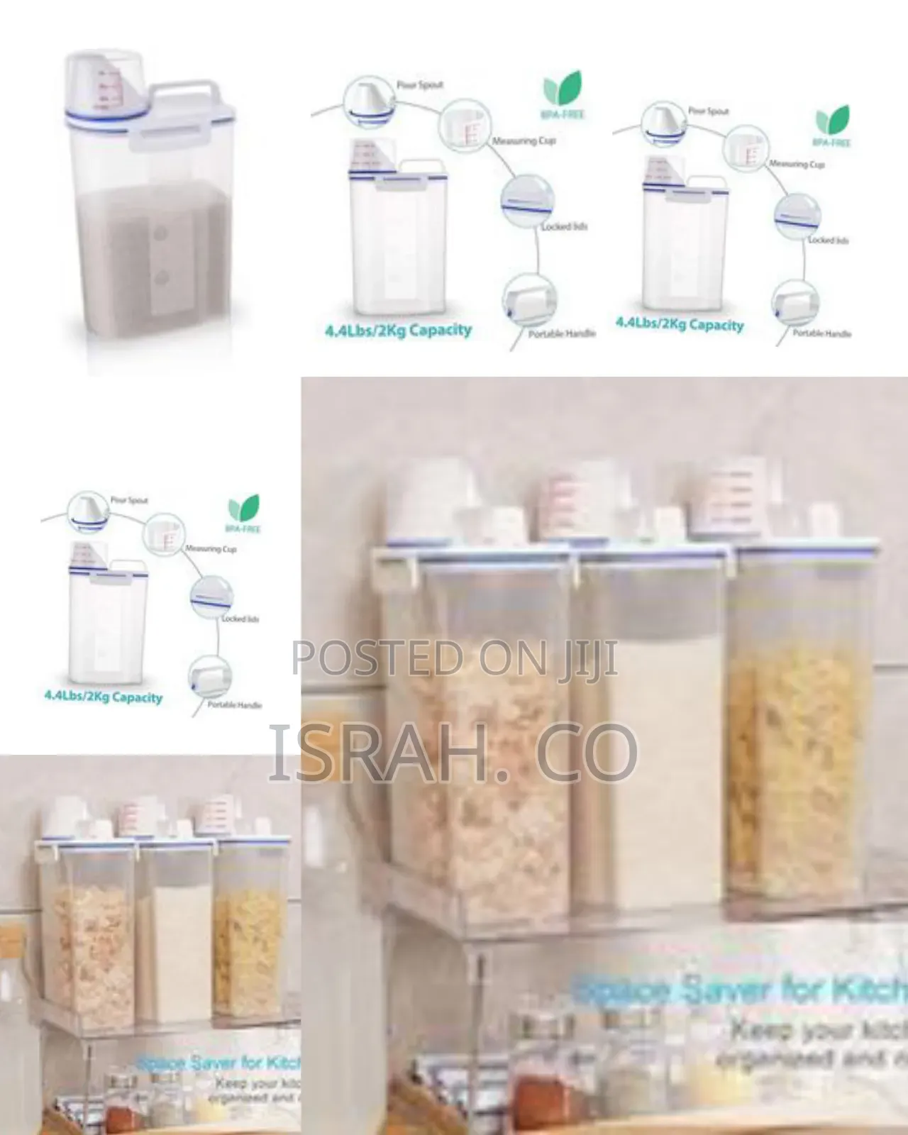 2 Litre Plastic Food Storage Rice Cereal Container Bin