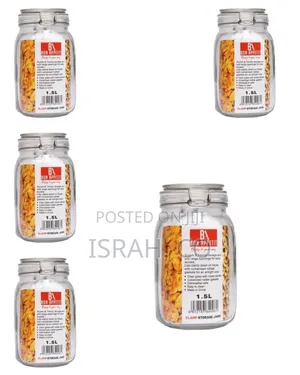 1litre Glass Clip Jar, Cereal Food Cookie Storage Tin,