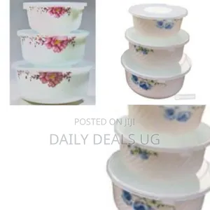 Opal 3-Piece Floral Serving Bowl/Mixing Bowl Set With Lids