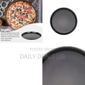 Round, Non-Stick Pizza Pan or Tray, Likely Made From Carbon Steel
