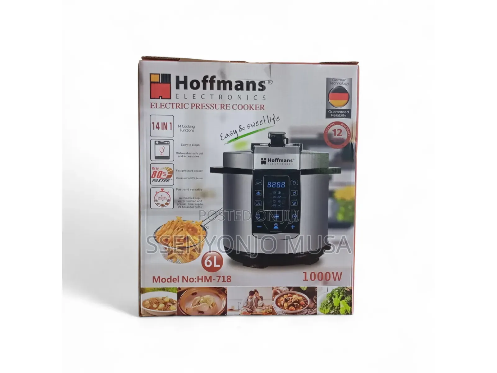 Hoffman Electric Pressure Cooker - 6l,1000w, 3-in-1, 14programs