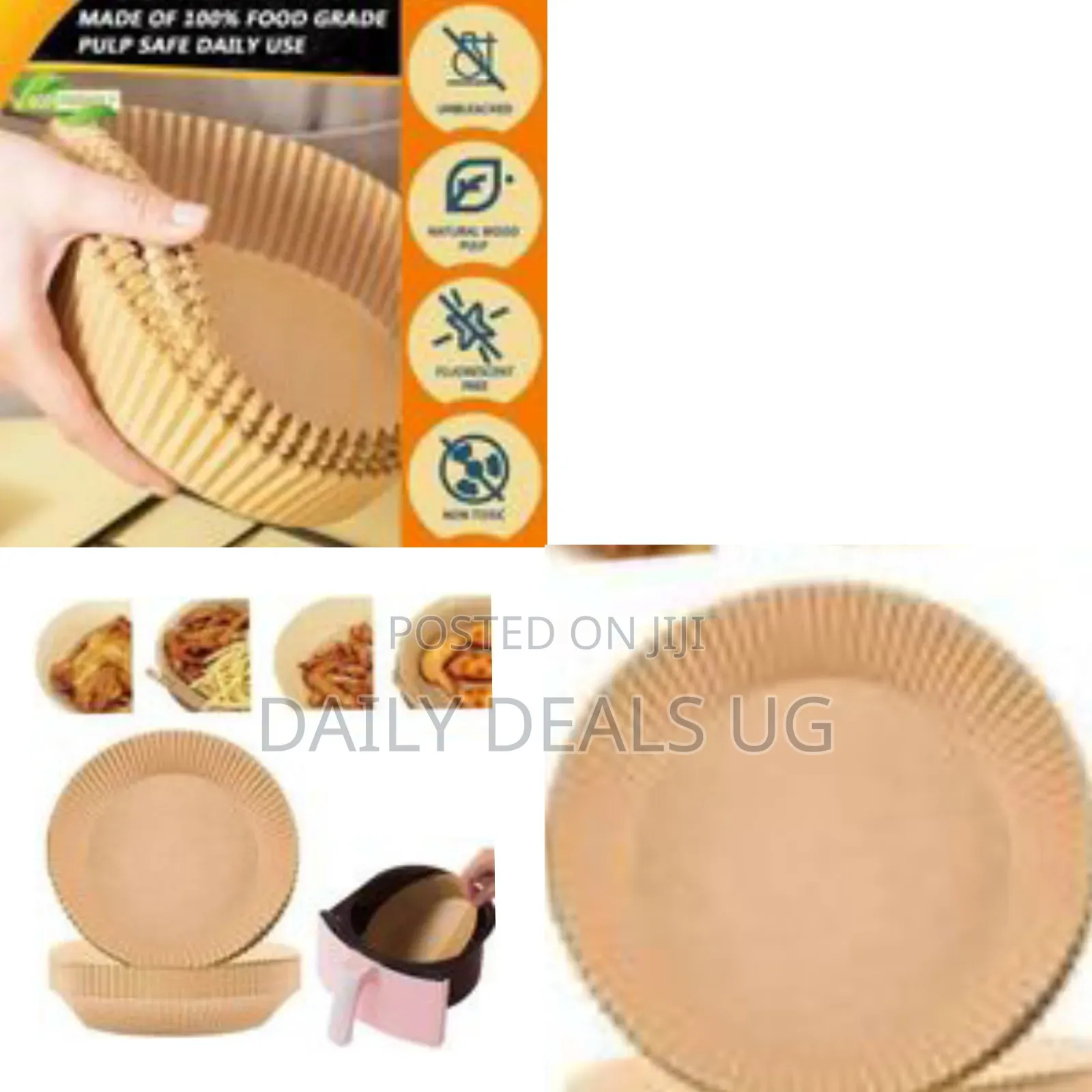 Natural Parchment Paper Disposable Air Fryer Liners 50 PCS