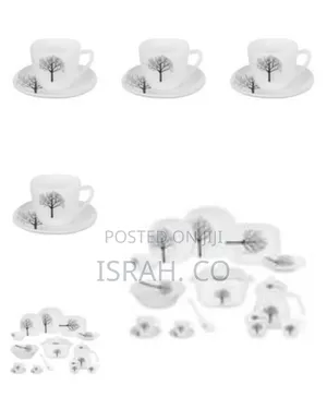 Modern Dinnerware Set With Black Tree Silhouette Design
