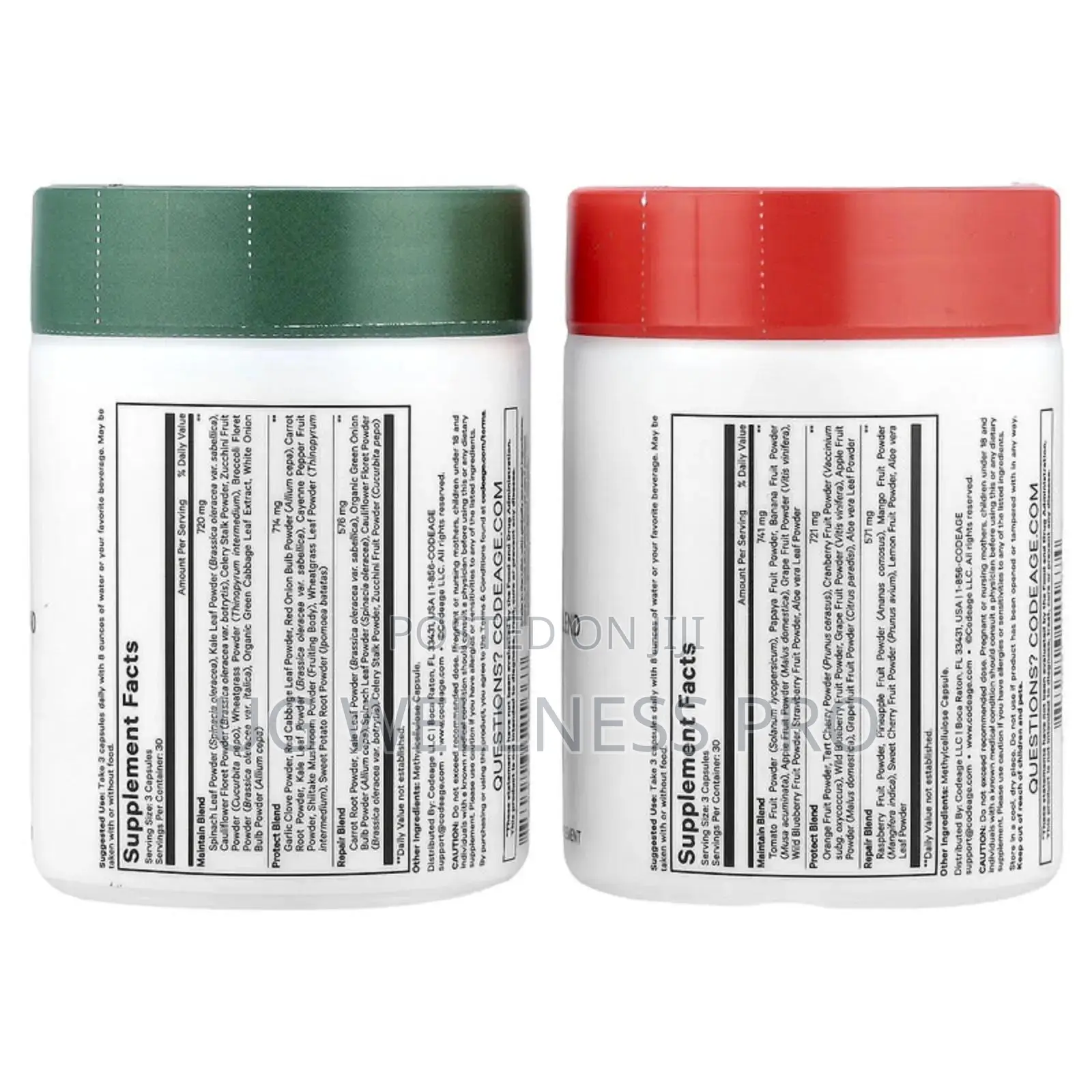 Easy Veggies Daily Veggie Blend / Daily Fruit Blend, 2 Bottles 90 Caps