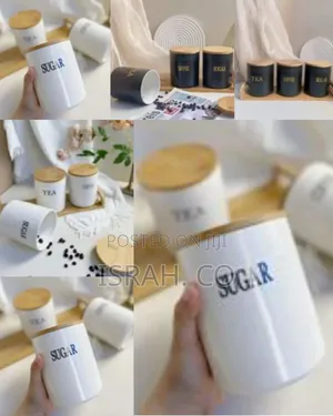 Set of 3 Storage Ceramic Sealed Jars for Sugar Tea