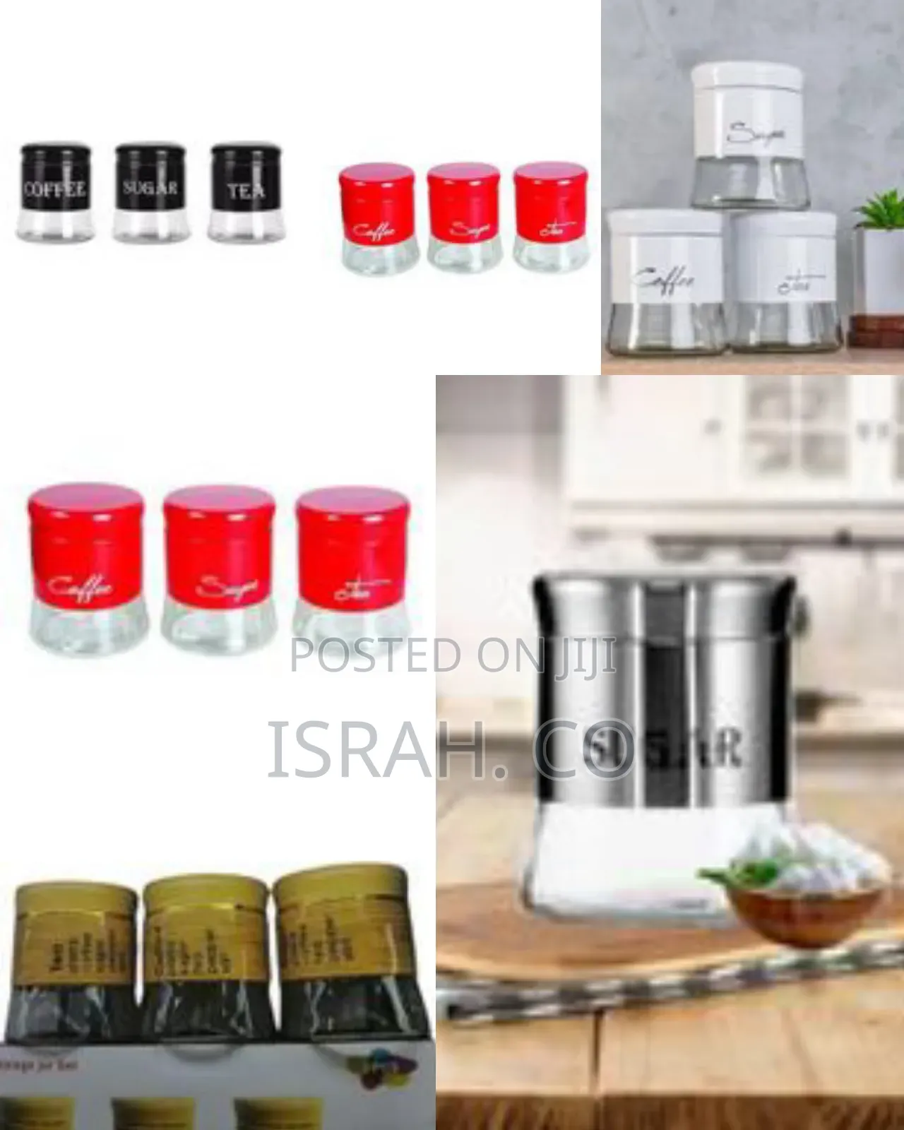 Et of 3 Storage Jars for Kitchen - 400ml Glass Jars With Shaker