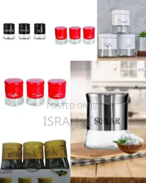 Et of 3 Storage Jars for Kitchen - 400ml Glass Jars With Shaker