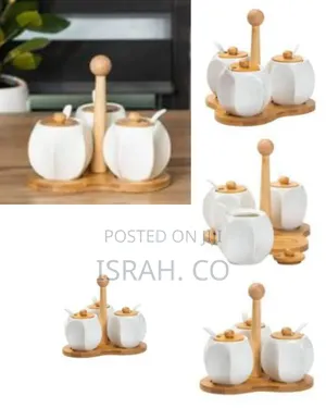 3 Pack Clear Condiment Jars With Bamboo Lid and Spoon