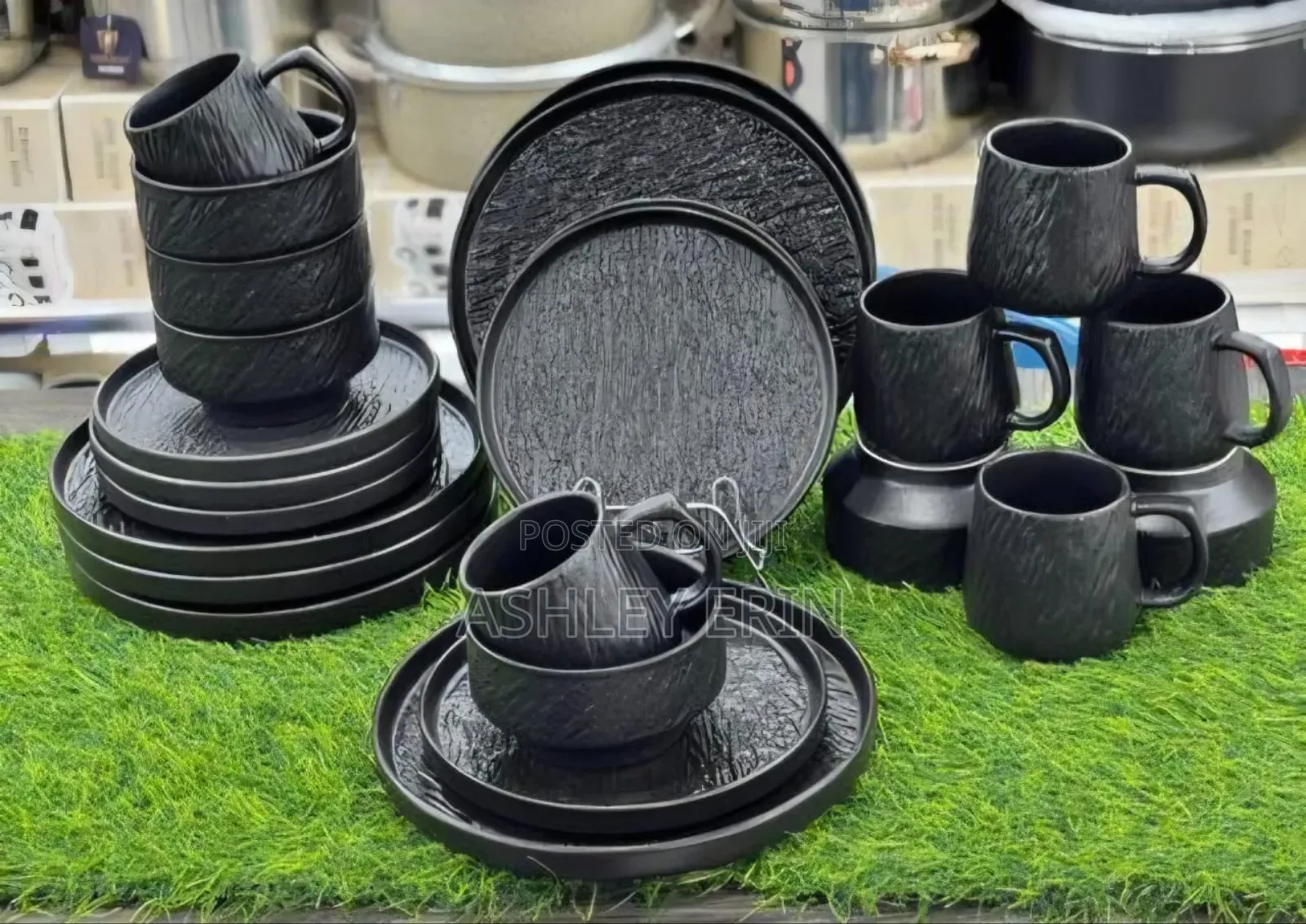 24-Piece Ceramic Dinner Set With a Rock-Glazed or Textured Matte