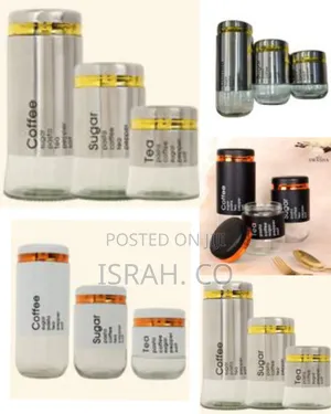 3-Piece Modern Glass Jar Set With Airtight Stainless Steel Lids Food