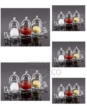 3pc Acrylic Sugar Bowl Jam Jar Spice Storage Tin Canister-