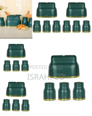 Crystals 4 Piece Metal Bread Bin - Tea Coffee Sugar Canister Storage