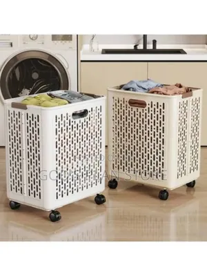 Large Foldable Plastic Storage Loundary Basket With Wheels