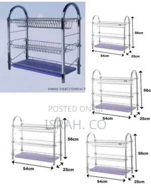 3 Tier Chrome Plated Dish Drying Rack Dish Drainer Kitchen Stainless