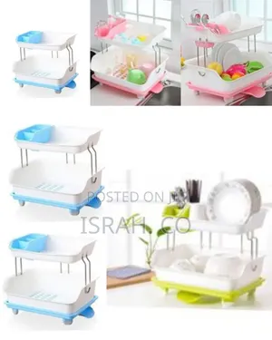 2 Layer Plastic Dish Drying Draining Rack Storage Tray-