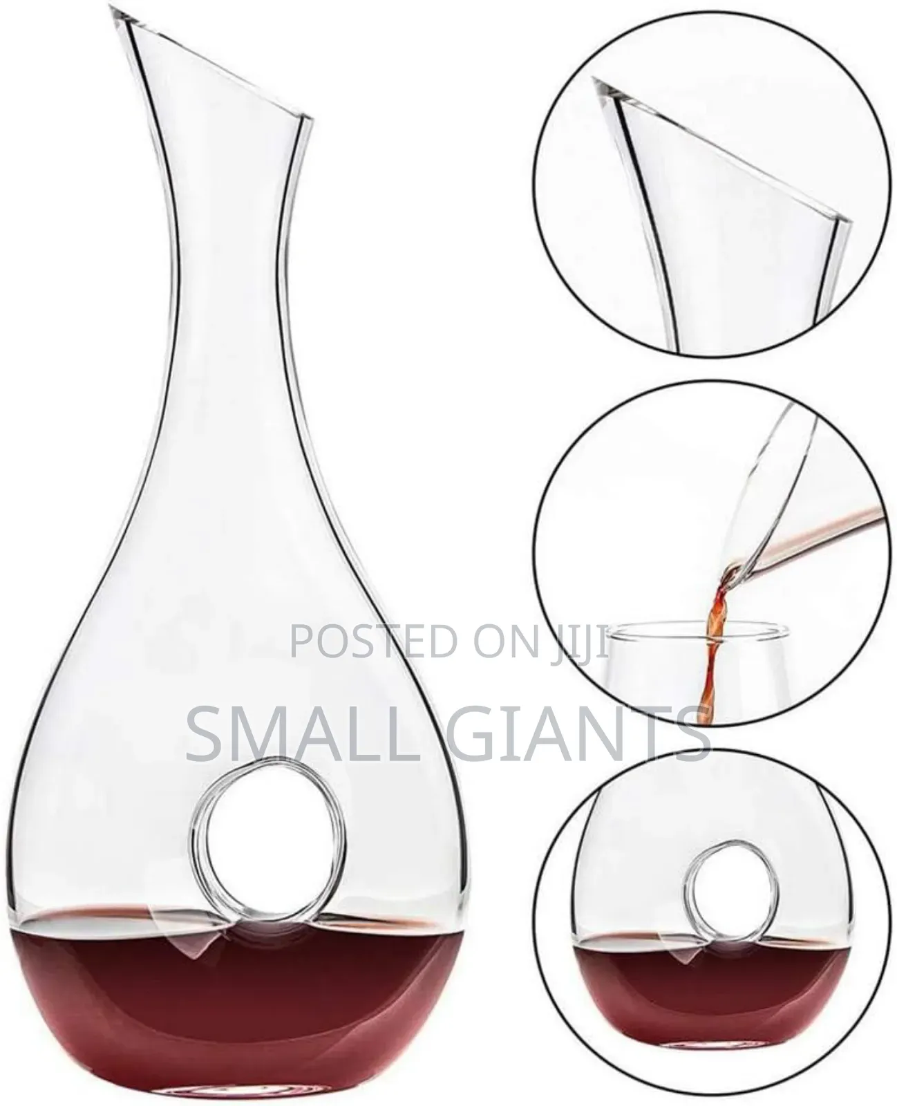 Hand-Blown, Lead-Free Crystal Glass Wine Decanter