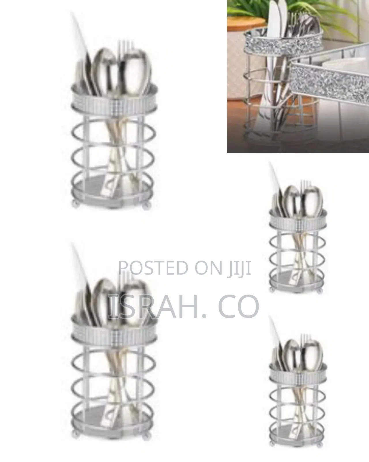 Kitchen Sense Chrome Modern Countertop Round Utensil Holder