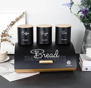 4pc Steel Bread Bin and Canister Set