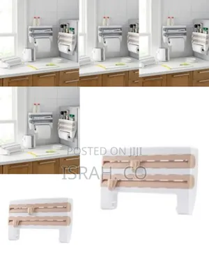 4 in 1 Cling Film, Paper Towel and Foil Storage Rack Cutter, Holder