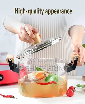 Glass Cooking Pot With Wooden Handle,