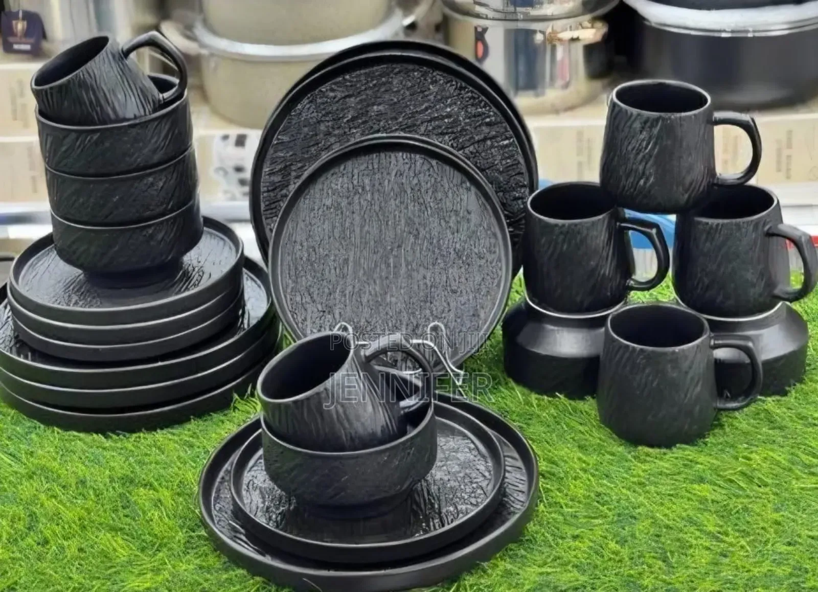 24-Piece Ceramic Dinner Set With a Rock-Glazed or Textured Matte