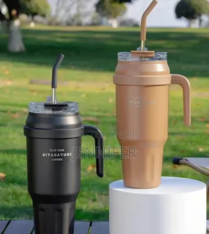 Insulated Travel Tumblers With Handles and Straws.