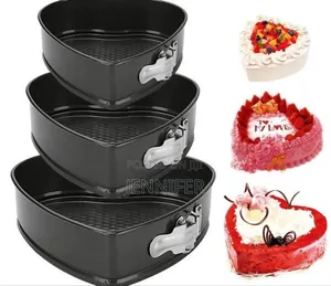 Three Non-Stick Heart-Shaped Springform Cake Pans.