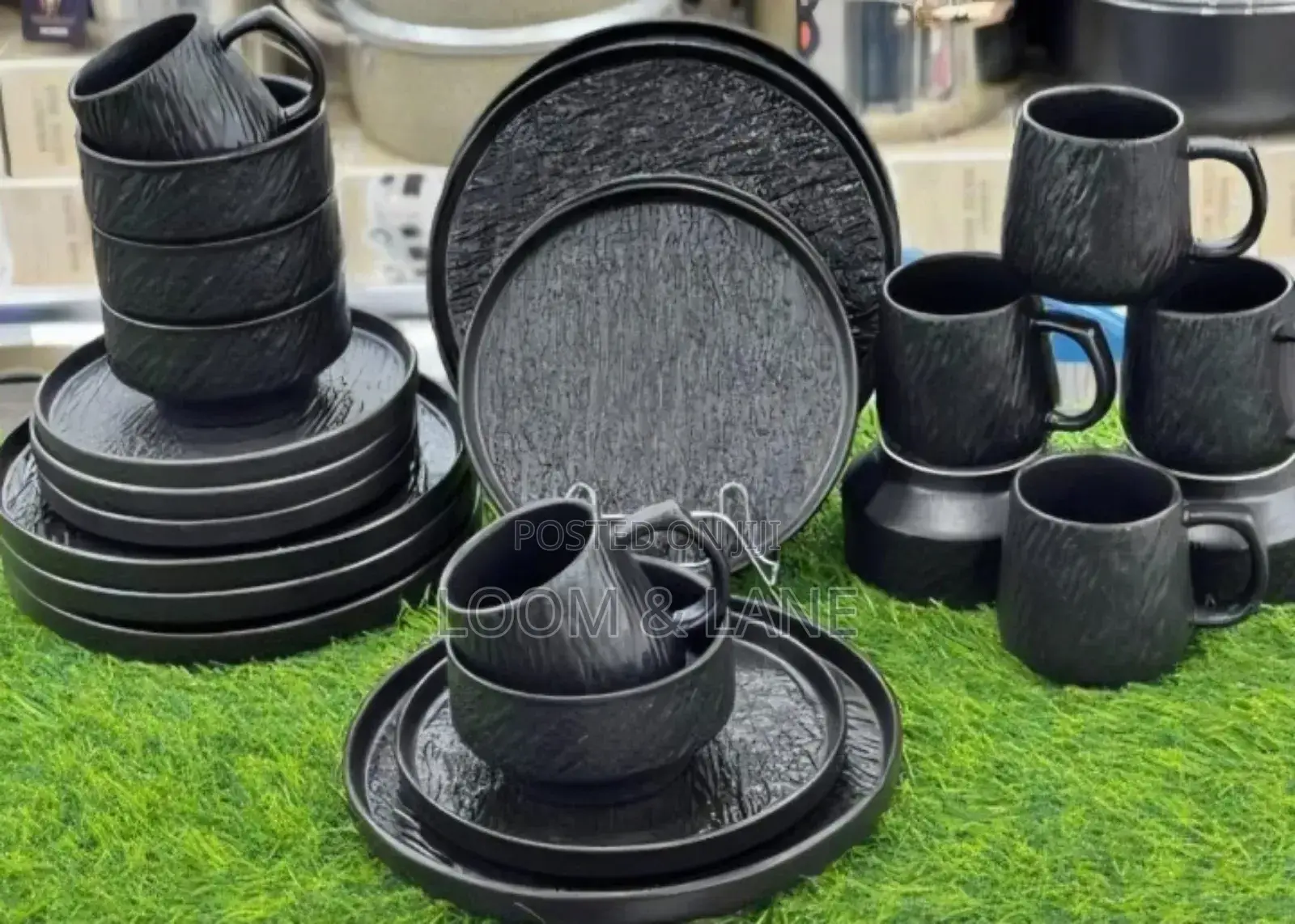 24-Piece Ceramic Dinner Set With a Rock-Glazed or Textured Matte