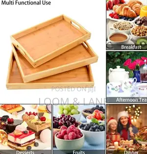 3pcs Rectangular Bamboo Serving Trays