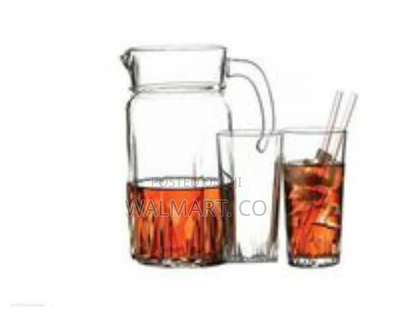 Elegant Glass Pitcher and Tumbler Set-Clear