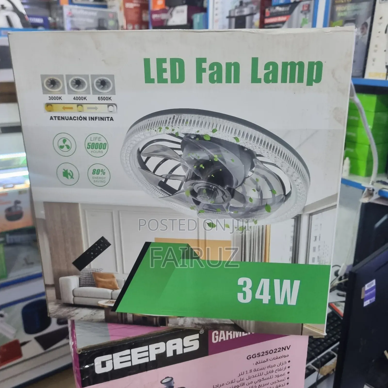 Led Ceiling Fan Light With Remote 34w