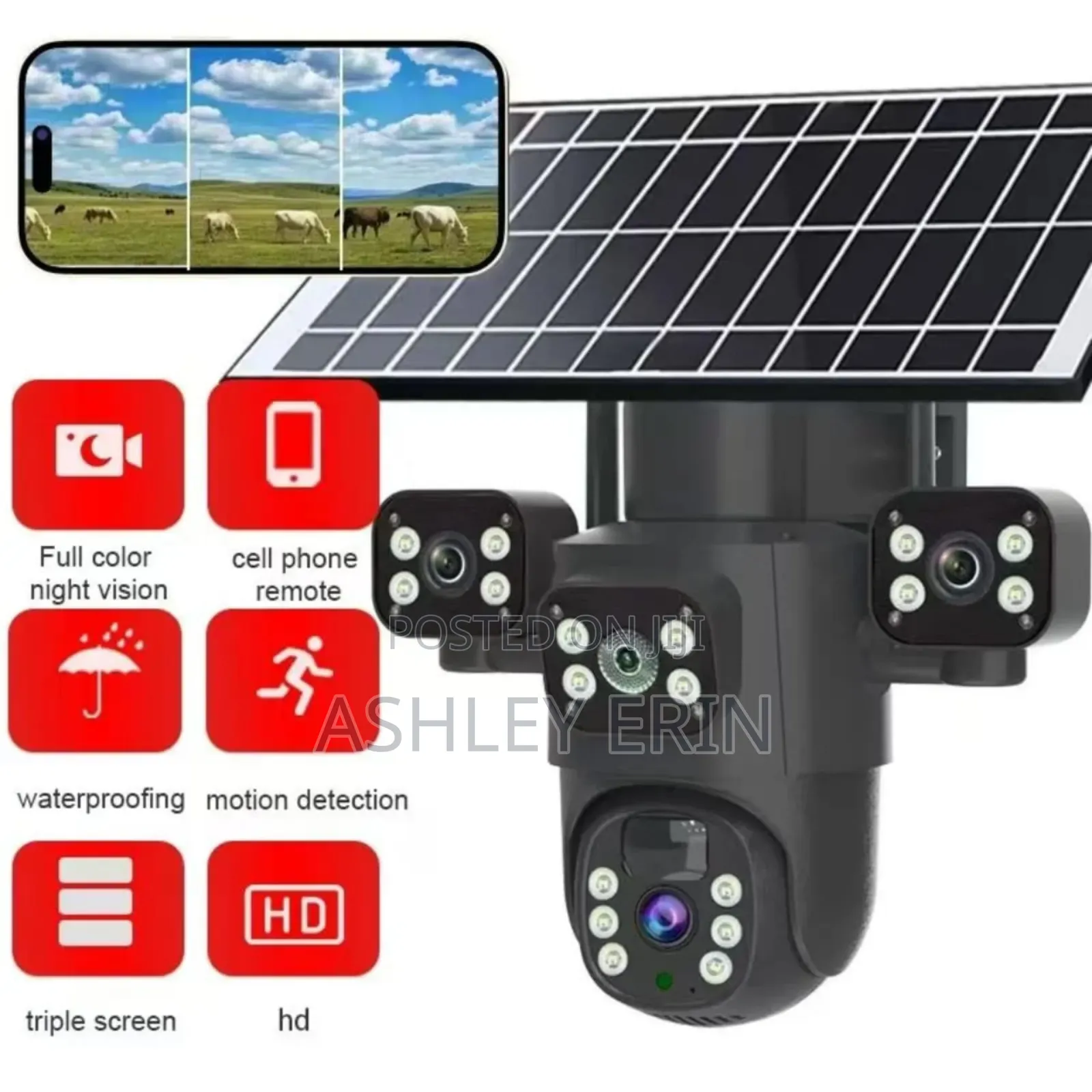 V380 Pro Solar-Powered Smart Alarm PTZ Security Camera System