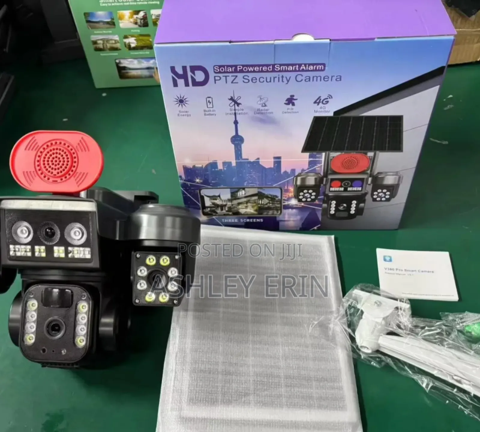 V380 Pro Solar-Powered Smart Alarm PTZ Security Camera System