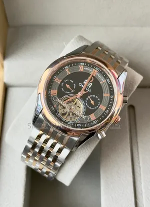 Men's Authentic Omega Mechanical Silver Strapped Wrist Time Piece
