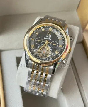 Gold Chrome Omega Mechanical Men's Original Wrist Time Edit at Discount