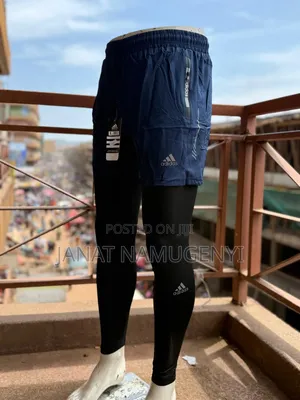Blue Gym Shorts With Inside Leggings