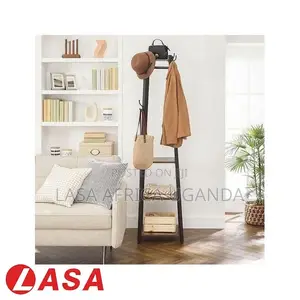 Coat Rack With 3-Shelf Stand for Hanging Bags and Clothes