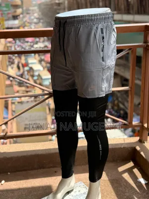 Gray Gym Shorts With Black Inside Leggings
