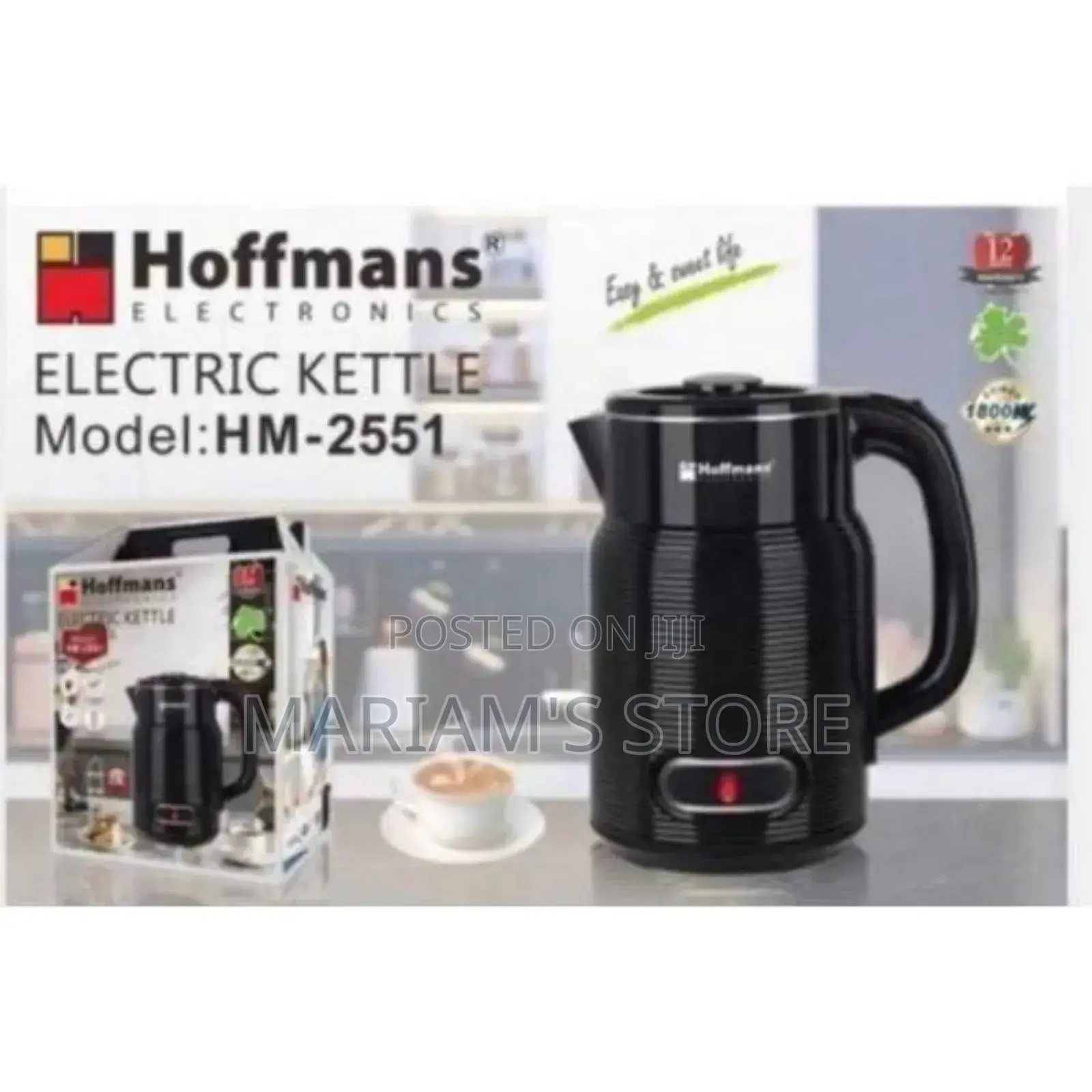 Hoffmans Electric Kettle, 2.5ltr Pacolater - Black.