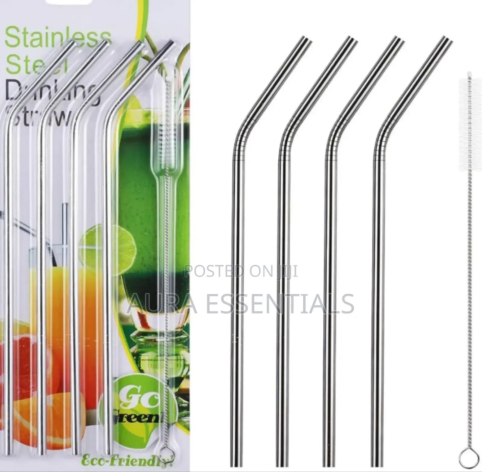 4pcs Reusable Metal Drinking Straws