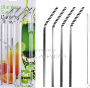 4pcs Reusable Metal Drinking Straws
