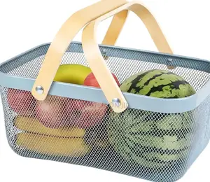 Multifunctional Metal Wire Basket for Kitchen Garden Picnic Cabinet