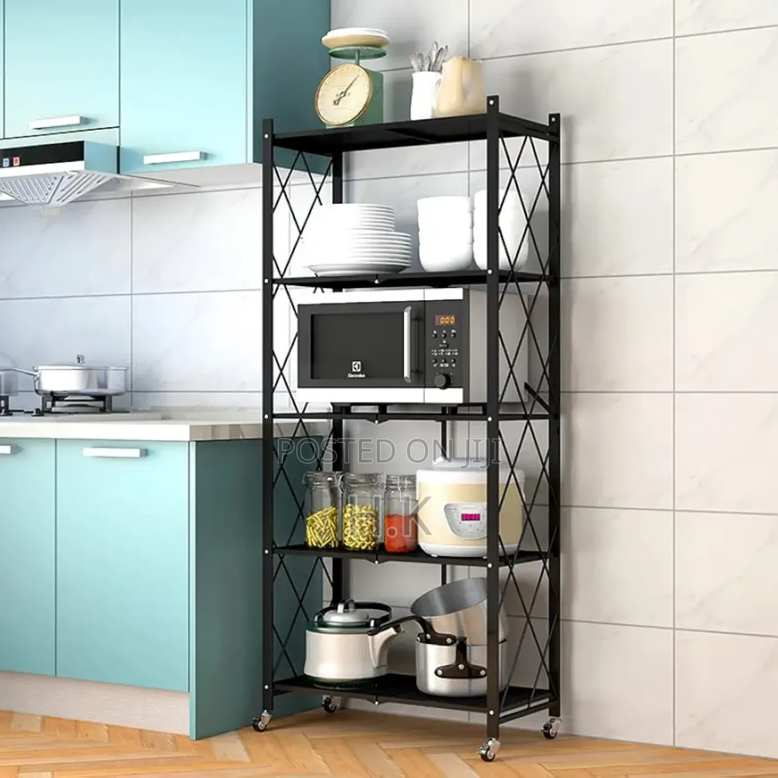 5-layer Foldable Storage Rack With Wheels